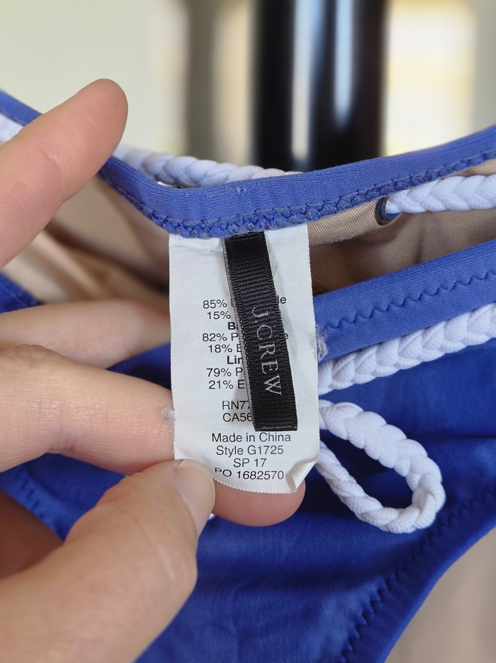 J. Crew Braided Tie Nautical Blue Bikini Set - Picture 8 of 8